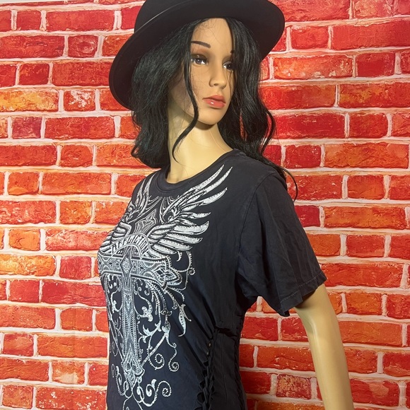 Mathilda S/S Baby Tee Affliction Women’s T-Shirt - Picture 6 of 16